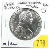 1780 Thaler restrike silver