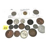 Lot, world coins with some silver, 17 pcs.