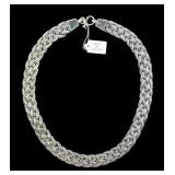 Sterling silver 17" heavy braided necklace,
