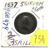 1837 Sweden 3 skilling