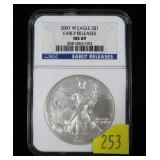 2007 American Silver Eagle, NGC slab certified