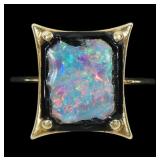 10K Yellow gold vintage opal doublet ring,