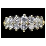 14K Yellow gold round cut two-row diamond