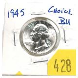 1945 Washington quarter, BU