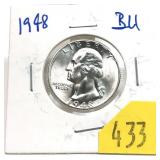 1948 Washington quarter, BU