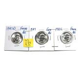 x3- 1947-PDS Washington quarters, BU- x3