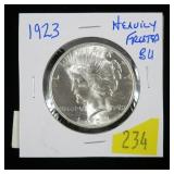 1923 Peace dollar, gem BU
