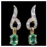 14K Yellow gold pave diamond post earrings with