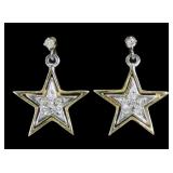 10K Yellow and white gold diamond post earrings