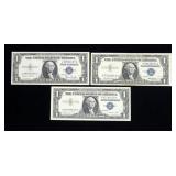 x3- $1 silver certificates series of 1935/1957-x3