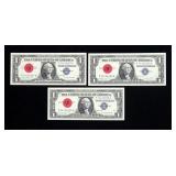 x3- $1 silver certificates series of 1957A, Unc
