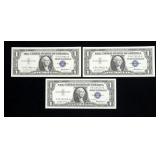 x3- $1 silver certificates series of 1957, Unc -x3
