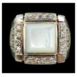 Sterling silver bezel set square mother of pearl