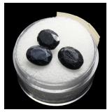 Oval cut dark sapphires, 3 pcs., 7.5 cts. tw