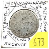 1904-H Newfoundland half dollar