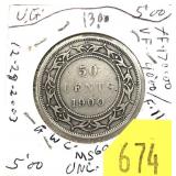1900 Newfoundland half dollar