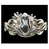Sterling silver frog 4-band puzzle ring, new,