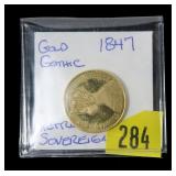 1847 Victoria Gold "Gothic" Retro Sovereign 1847