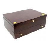 Cherry finish silver box with drawer