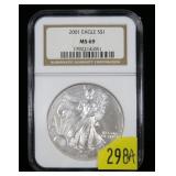 2001 American Silver Eagle NGC slab certified