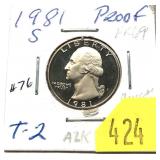 1981-S Proof quarter Type II