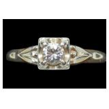 14K Yellow gold diamond solitaire ring in illusion