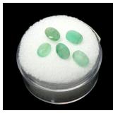Oval cut natural emeralds, 5 pcs., 2.1 cts. tw