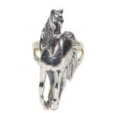 Sterling silver figural horse ring, size 8,