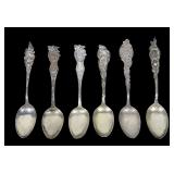 Lot, 6 Sterling silver fancy teaspoons, Lot of 6