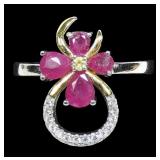 Sterling silver with gold wash natural ruby