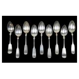 Set of 9 Sterling teaspoons, Lot, 9 spoons,