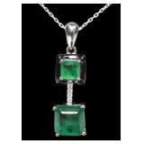 Sterling silver square cut natural emeralds