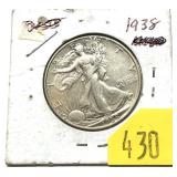 1938 Walking Liberty half dollar