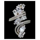 Sterling silver wrap style CZ statement ring,