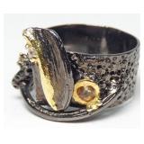 Rhodium plated sterling silver with gold wash