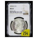 1878-CC Morgan dollar NGC slab certified MS-63