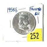 1954-S Franklin half dollar, frosted BU