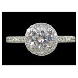 14K White gold cathedral set lab diamond solitaire