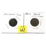 x2- Indian Head cents -x2 cents -Sold by the