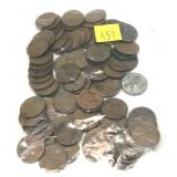 Lot, wheat cents, 75 pcs.
