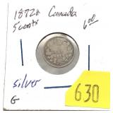 1872-H Canadian 5-cent silver