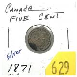 1871 Canadian 5-cent silver
