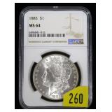 1883 Morgan dollar NGC slab certified MS-64