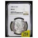 1882-CC Morgan dollar NGC slab certified MS-63