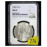 1902-O Morgan dollar NGC slab certified MS-63