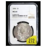 1896 Morgan dollar NGC slab certified MS-64
