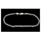 Sterling silver 7.5" rope bracelet, 6.6 grams