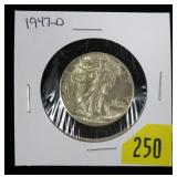 1947-D Walking Liberty half dollar