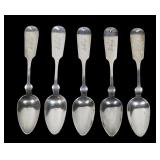Set of 5 Sterling teaspoons, 3.01 T. oz.