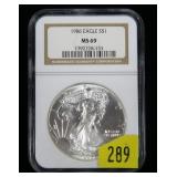 1986  American Silver Eagle NGC slab certified